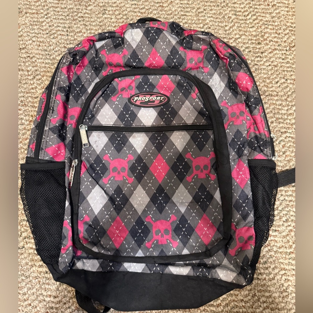 Pink and Black Argyle Backpack